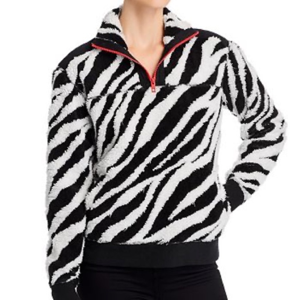 Rag & Bone Zebra Half Zip Sherpa Pullover - image 1